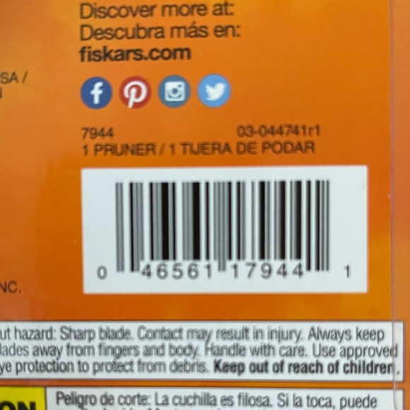 Fiskars Pruner with Black and Orange Handle - Picture 4 of 4